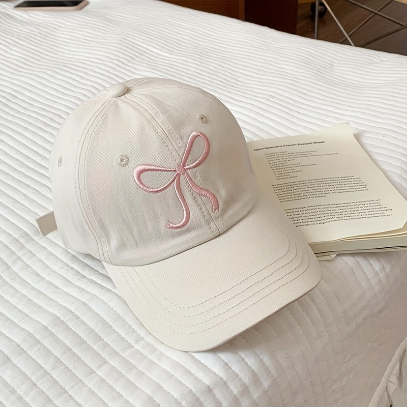 Image of Piece Adjustable Cute Bow Baseball Cap - Lightweight Polyester , Design, Multiple Colors For Daily Commuting & Prom Party, Unisex Couple Cap, Adjustable Baseball Cap