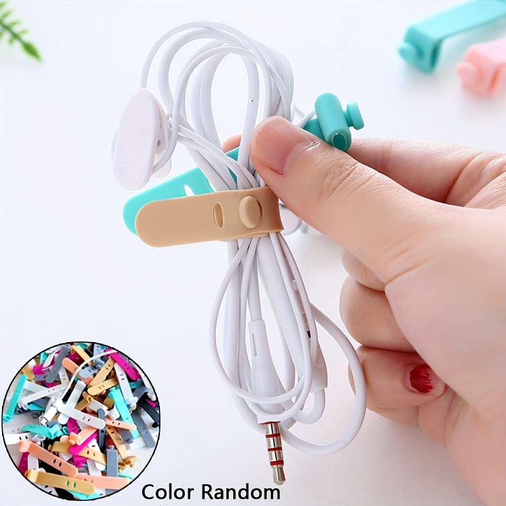 10Pcs Reusable Silicone Cable Ties - Cord Organizer For Wires, Earphones, Chargers (White) - View #4
