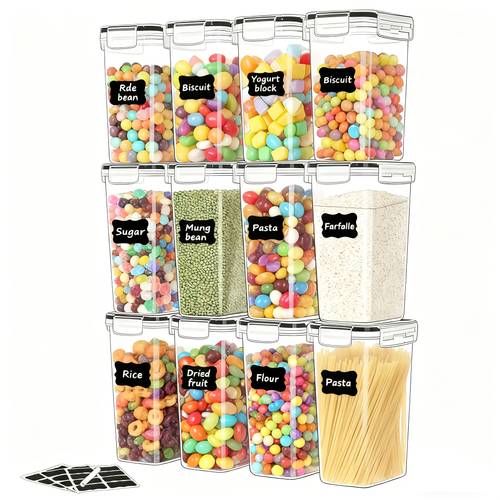 Artikelbild 3/6/8/12 stück mittelgroße lebensmittelaufbewahrungsbehälter mit deckeln, luftdicht 2,0l / 70oz, für mehl, , backzutaten trockenlebensmittel, kunststoffdosen zur küchen- vorratsorganisation