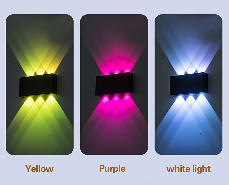 2pcs RGB 7-color Wall Light Battery Powered Degree Bedroom Corridor Living Room Decoration Creative Seven Color Gradient Dimming Night Light