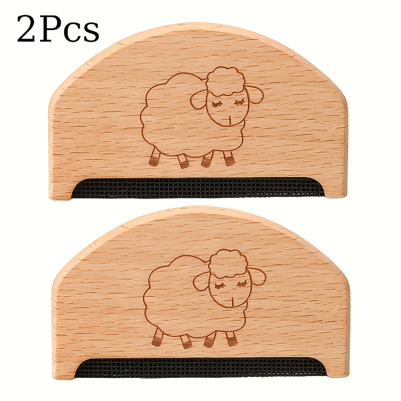 TEMU 2-pack Portable Wooden Lint Removers, Fuzz Shavers, Cashmere Combs, Reusable Double-sided Travel Brushes For Removing Lint, Pet Hair, And Dust