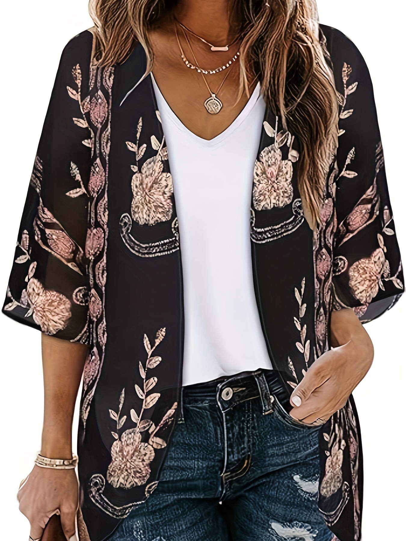 casaco de para praia feminino com top floral e Temu Brazil