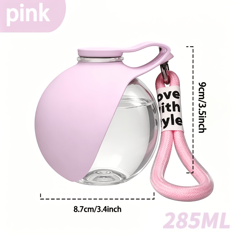 Sea Salt Blue Spherical Portable Water Bottle With Anti-drop Lanyard, Transparent Cup, Ins-style Niche Design, Leak-proof Seal, High-value Pet Drinking Accessory