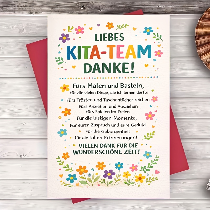 1 Envelope And 1 Greeting Card Thank You Daycare Floral Appreciation Greeting For Teachers Caregivers Staff Graduation Farewell End Of Year Office Classroom Gift Greeting Card