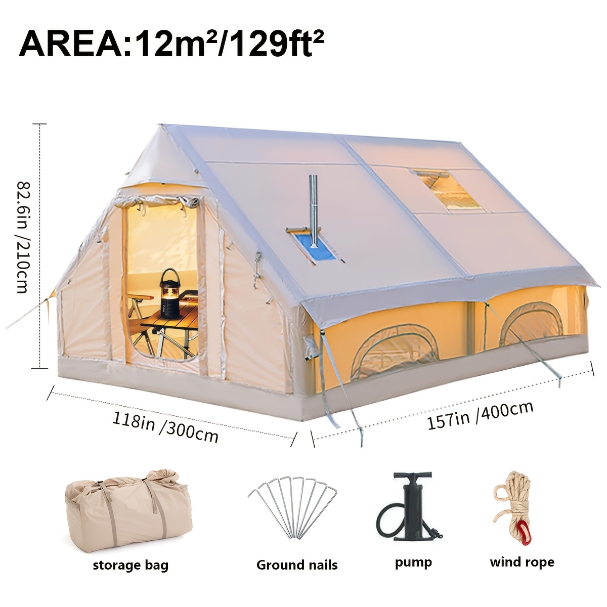 inflatable tent with skylight quick setup inflatable tent all weather air tent sun protection oxford cloth inflatable shelter for camping inflatable glamping tent