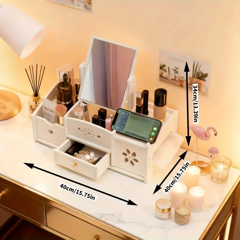 schmink aufbewahrungsbox spiegel schminktisch organizer