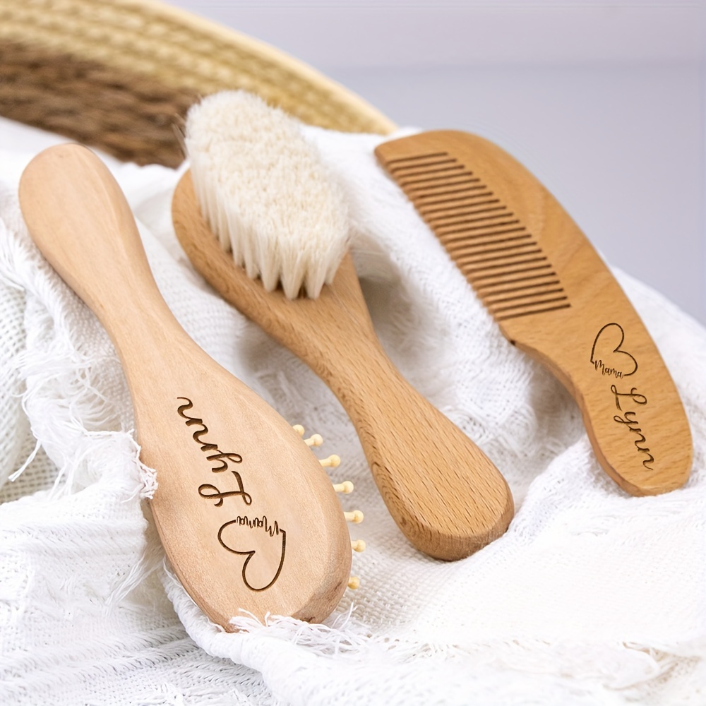 

3pcs/set Personalized Hair Comb And Brush Set With Love Mama Pattern, Customized Name Detangling Hair Comb, Air Cushion Comb, Shower Brush, Gift Box Set, Mother's Day Gift