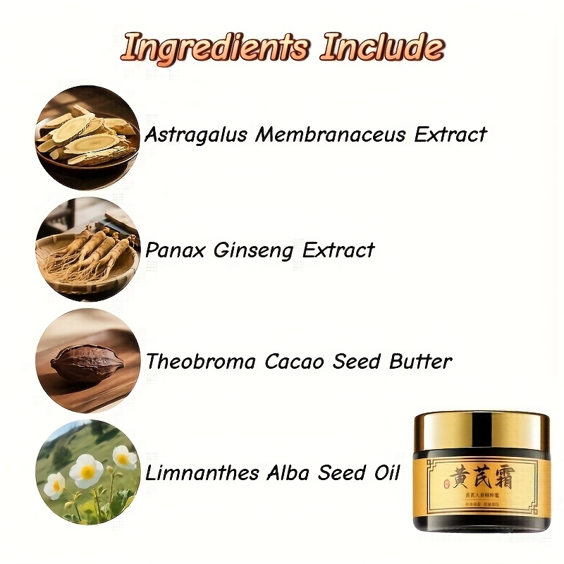 1pc (50g) Panax Notoginseng & Ginseng Extract Cream - Traditional Chinese Medicine (TCM) Face Moisturizer, Herbal Plant-Based Formula for Sensitive, Dry & All Light Beige Types, Unisex Cream for &, Wrinkle &