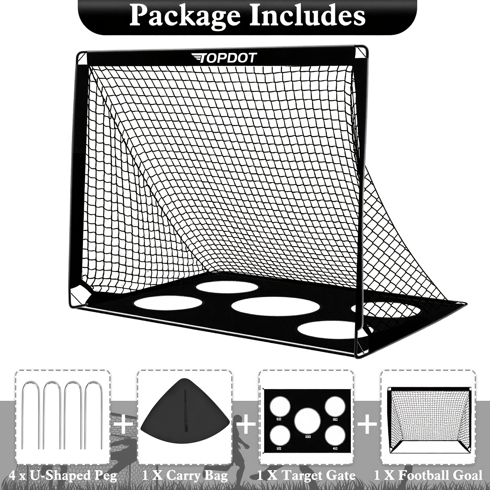 Portable Backboard Folding Soccer Training Goal, Removable, Soccer Goal Net For Indoor And Outdoor Turf