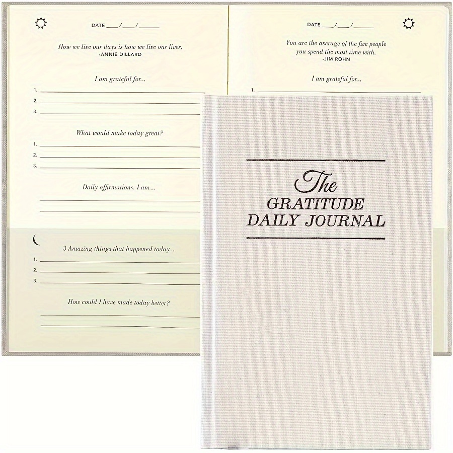 

1pc Hardcover Gratitude Daily Journal - English 5-minute Reflection & Affirmation, Undated Optimism & Positivity Planner For Daily Happiness