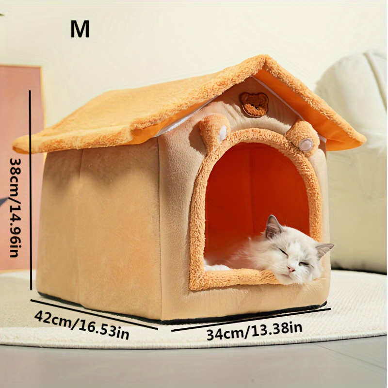 TEMU Cozy Pet House For - Washable, Bed With Plush Pp Mat, Ideal For Small To Medium Pets