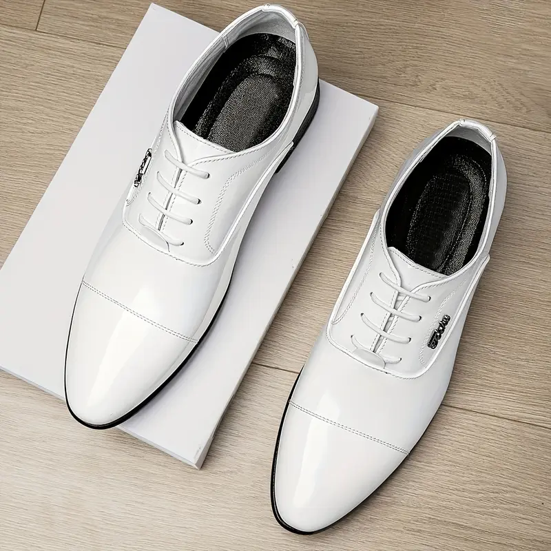 white casual dress shoes men Santimon Men's Formal Leather Wingtip Oxford Shoes for 5.5 US These refined leather shoes feature a clean Oxfords | 179 White by