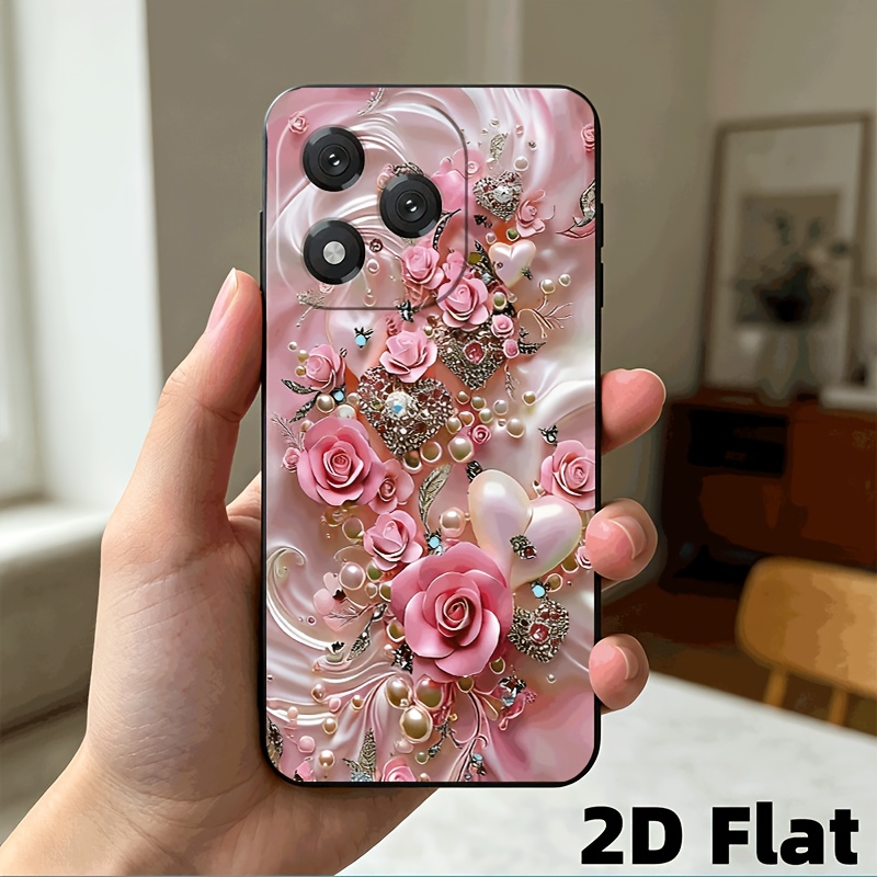 TEMU Phone Case: 2d Flat Compatible With Honor 400 Lite Phone Case Cover Case Shockproof Rose