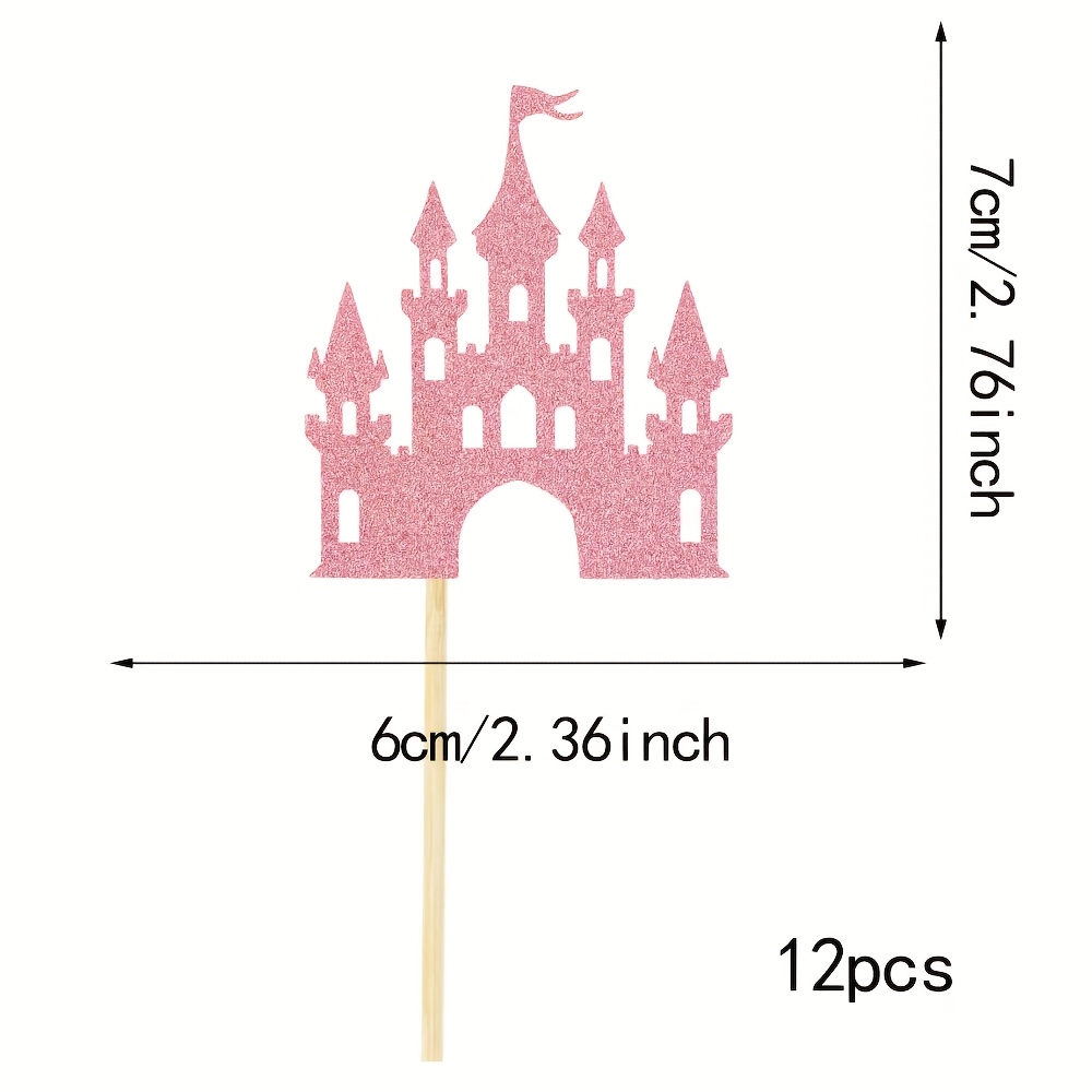 Image of 12pcs Castle Birthday Cake Toppers, Castle Theme Cake Decorations, Princess And Theme Birthday Party Cake Decoration Supplies, Halloween, Christmas