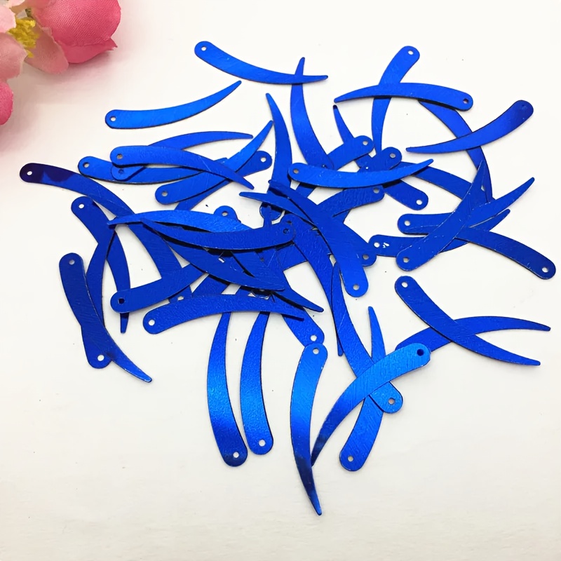 TEMU Décorations en PVC à Fond Argenté avec Paillettes d'Ébène de 10g 0.5*3.2cm, Adaptées pour Vêtements, Chaussures, Décoration de Chapeaux, Loisirs