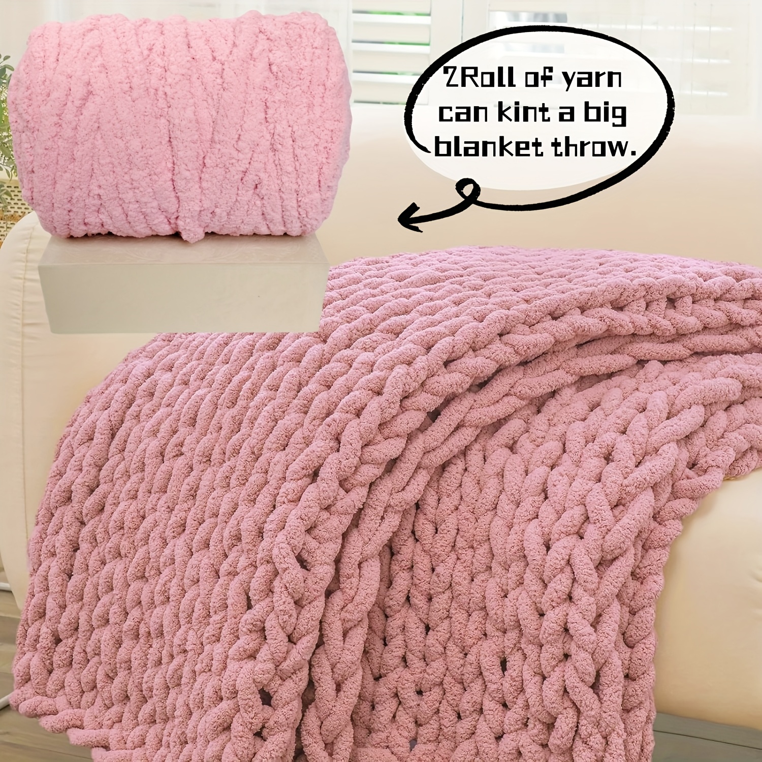 Diy Chunky Chenille Blanket Big Yarn Hand Knit Blanket Fuzzy How