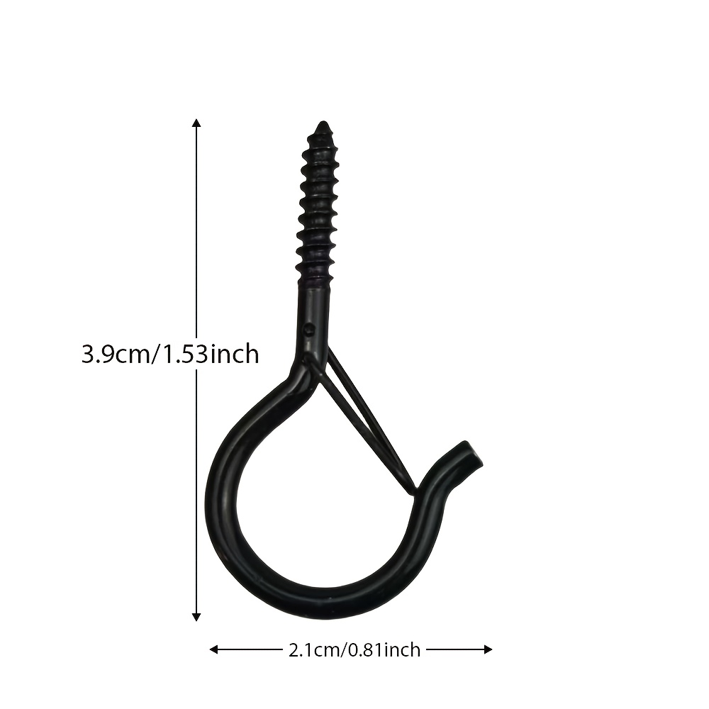 Temu 50Pcs Q- Hooks With Safety Clips | 1.49 Inch Black Iron Hooks For Hanging Outdoor String Lights, Plants, Holiday Decorations, And Garden Lamps-image
