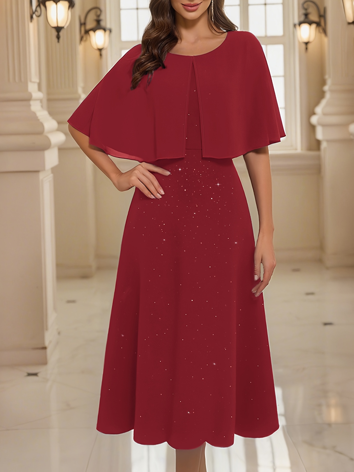 womens wedding guest cape dress cocktail party formal