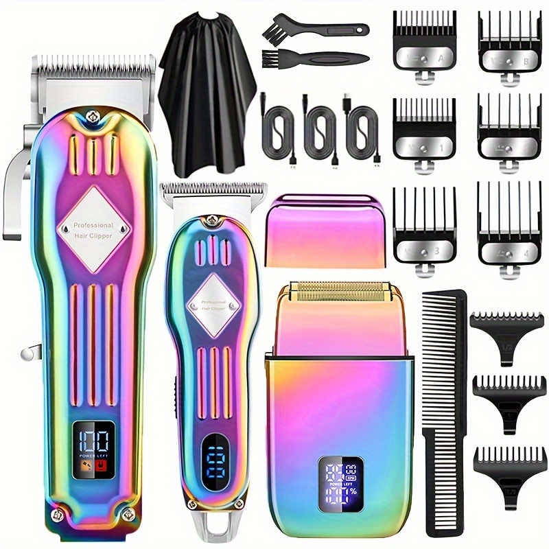 TEMU Professional Hair Clippers And Shaver Set 3 In 1 Hair Cutting Grooming Kit Cordless Beard Trimming For Men, Rechargeable Barber Clippers Set Men's Electric Foil Shaver Gifts For Men