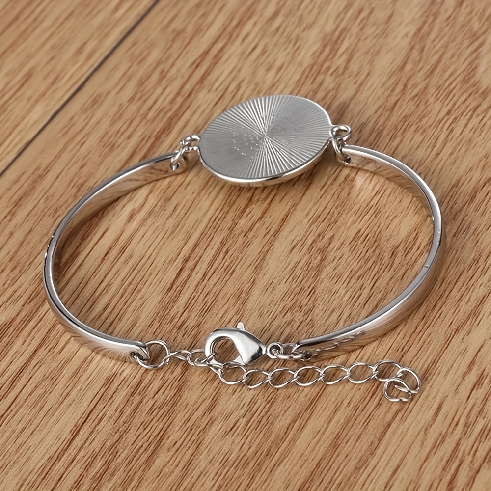 White Flat Glass Retractable Length Bracelet, Yoga Meditation Design
