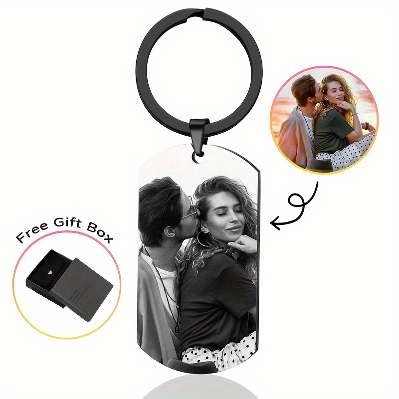 

1pc Custom Keychain With Picture Personalized Engraving Photo/text/dog Tag Keychains For Family Men Boyfriend Gifts