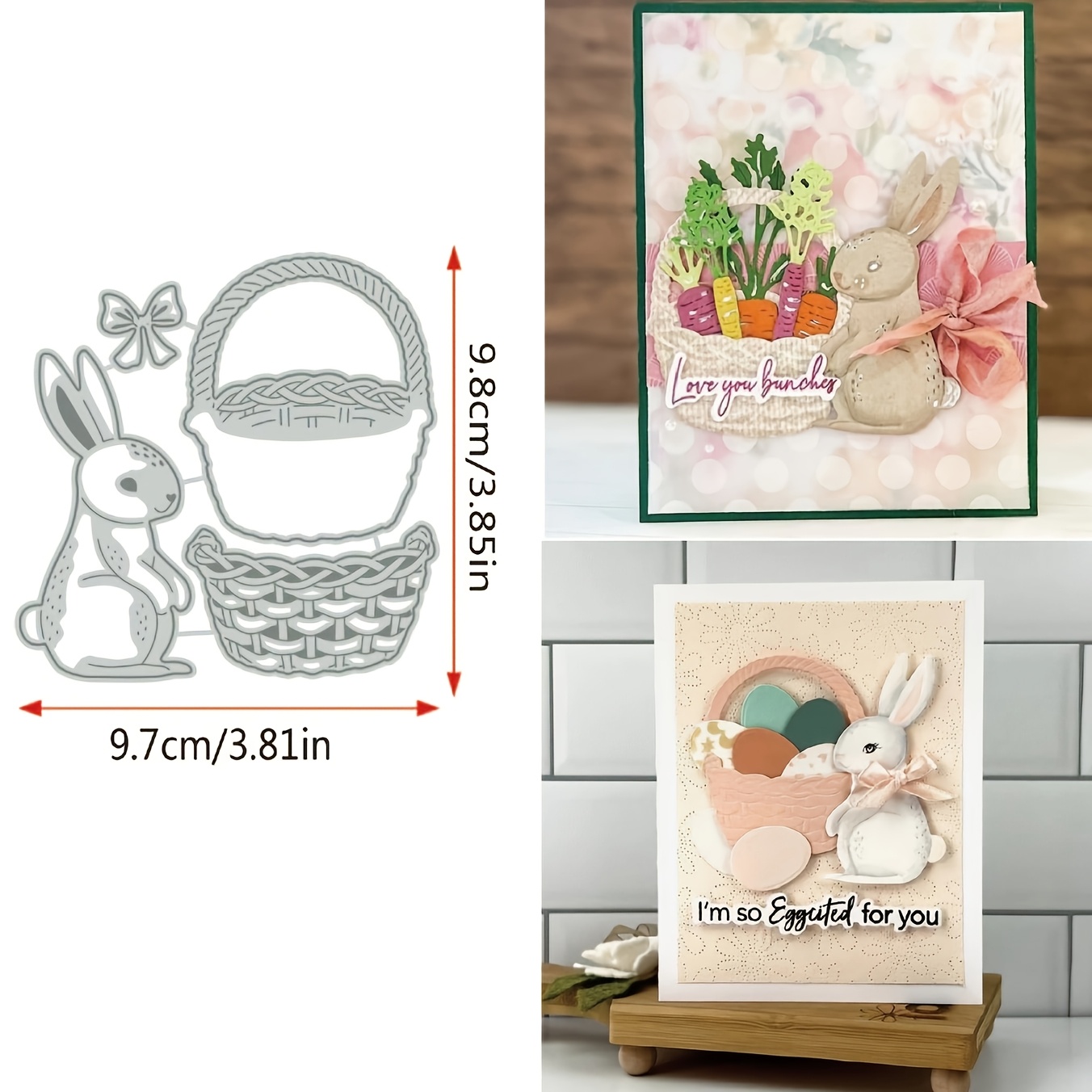 

Basket Rabbit Metal Cutting Die For Diy Scrapbooking, Paper Crafts & Card Making - White Animal-themed Stencil Template