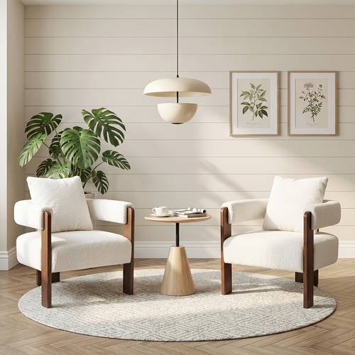 1pc single sofa chair modern upholstered accent armchair with solid wood legs with a throw pillow for living room bedroom