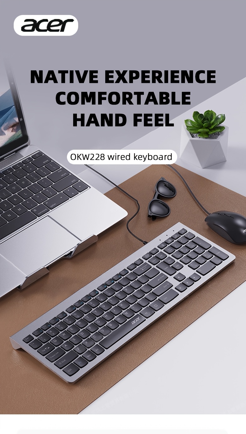 Acer 108-Key Quiet Keyboard | USB Wired Connection, Ergonomic Design, Comfortable Key Press, Responsive Key Rebound, Suitable for Gaming, Office Work, and More