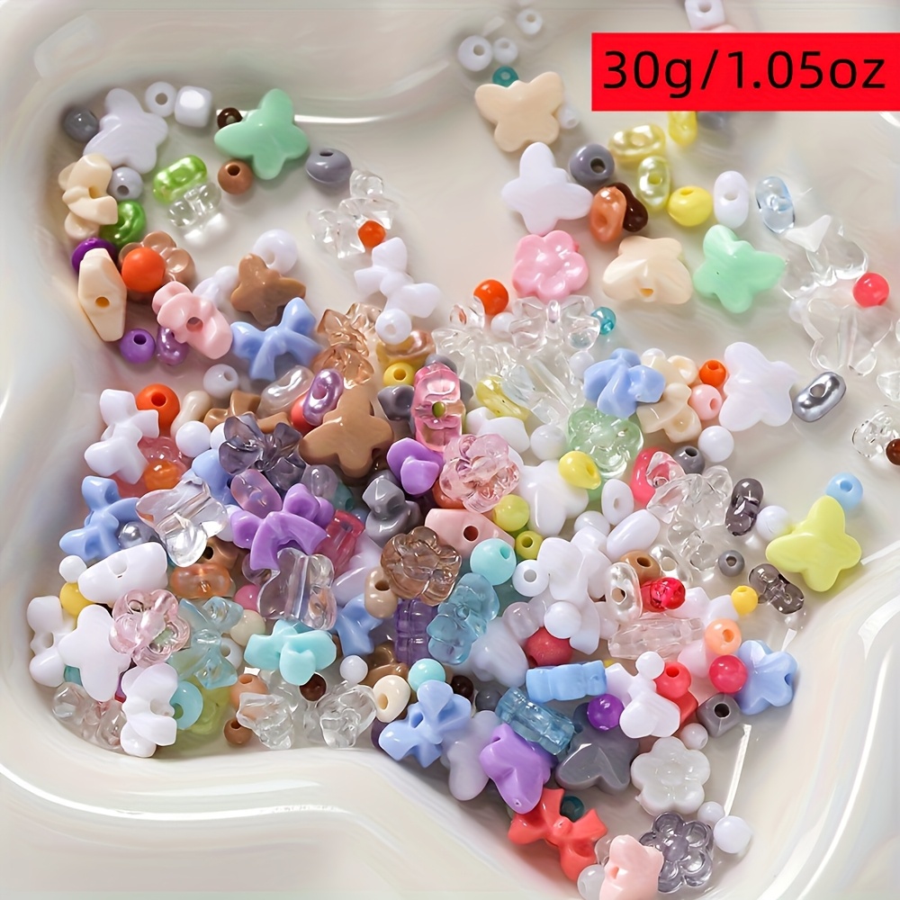 E-shop 30G/1,05-Unzen Gemischte Acrylperlen, Spacer-Perlen in Großpackung, Handgefertigtes Armband, Handy-Ketten-Erweiterungen, Perlenprojekte,
