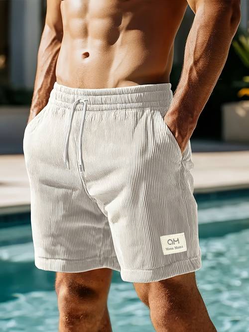mens casual shorts corduroy drawstring single piece shorts