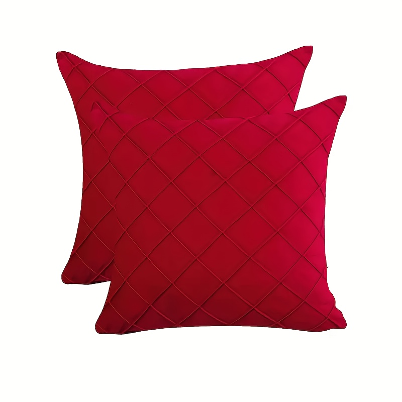 Image of Set Of Color Velvet Checkered Pillow Covers For Sofa Cushions, Office Lumbar Support, And Headboard Pillows, Excluding Inserts