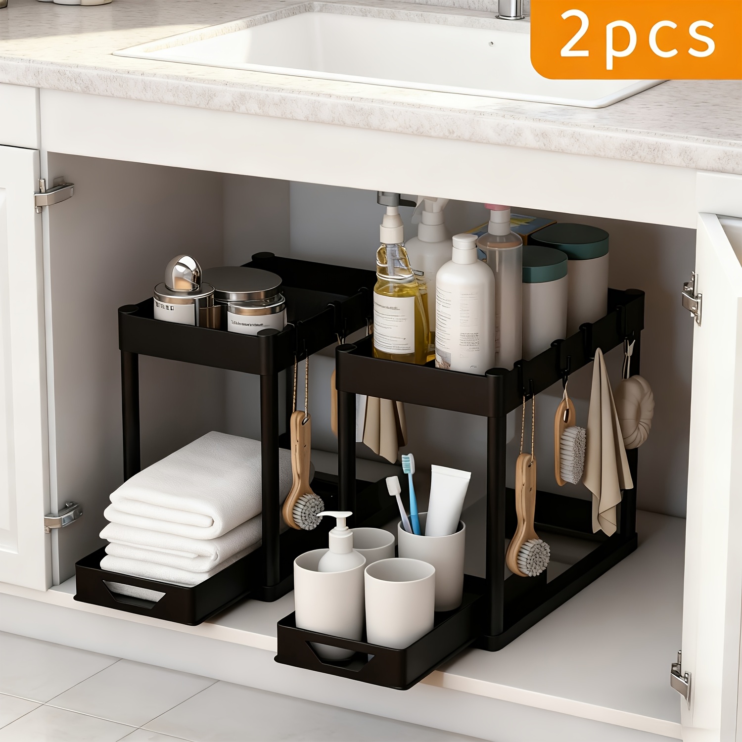 TEMU Set Of To Assemble Storage Shelves, No Tools Required Multi-use Organizer Rack For Office, Kitchen, Bathroom, Bedroom, And Study - Space Value Package