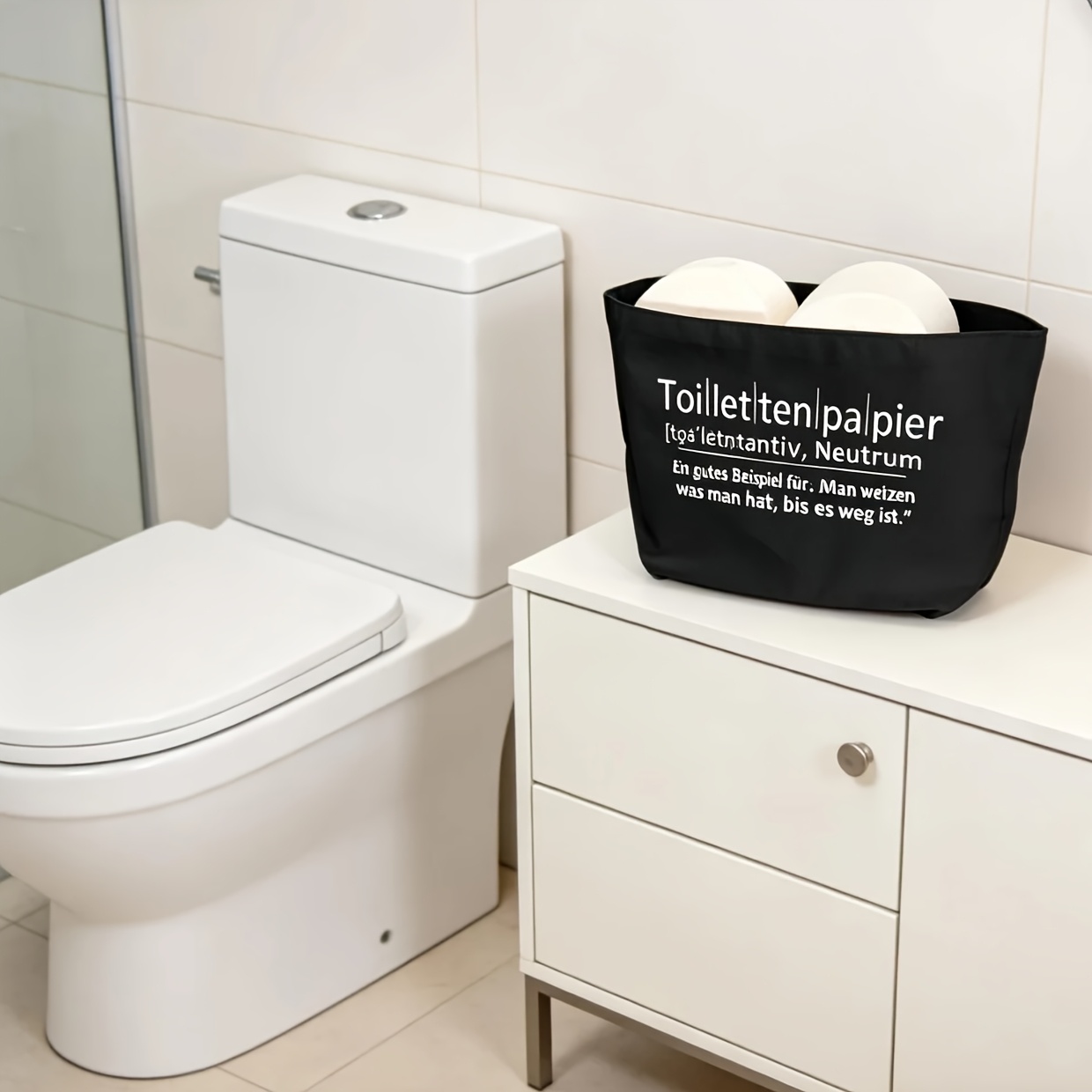 Storage Solutions For Toilet Paper: Humorous Bags And Space- Bathroom Decor