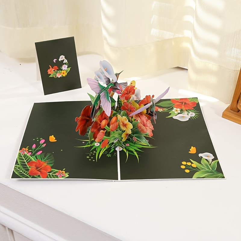 

3d Three-dimensional Greeting Card Little Hummingbird Honey Picking, Suitable For All Occasions, Teacher's Day, Mother's Day, Birthday, Anniversary, Graduation Ceremony