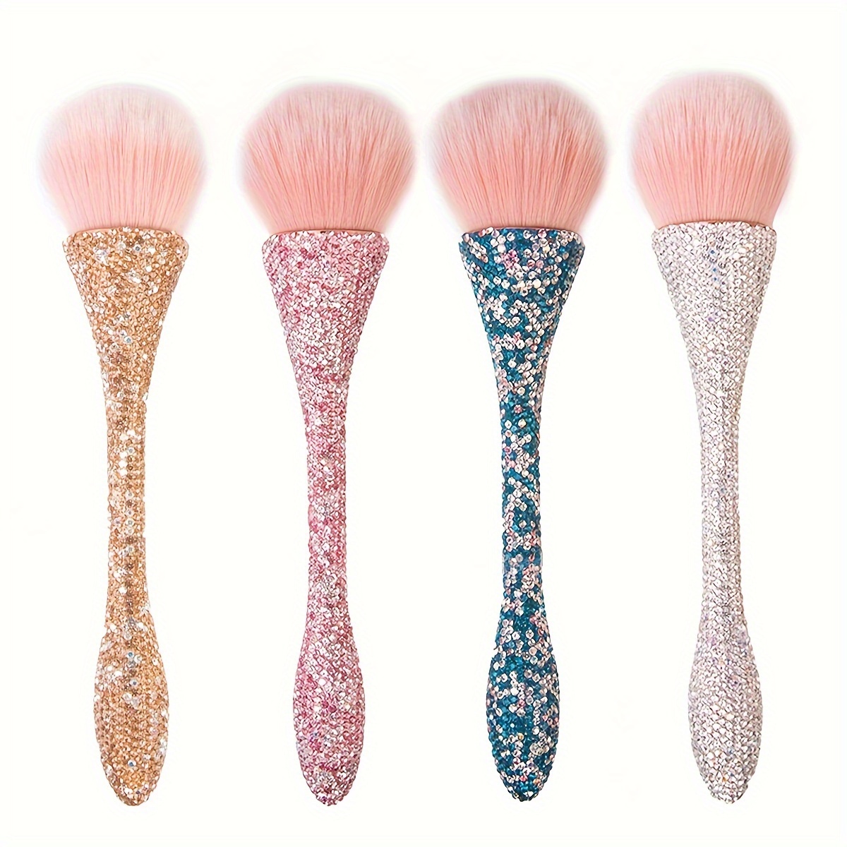 

Nail Art Dust Cleaner Brushes, Rhinestone Acrylic Handle, Soft No-shed Bristles, Multifunctional For Manicure, Blush, Contouring, Sparkling Design, Portable Beauty Tool Set