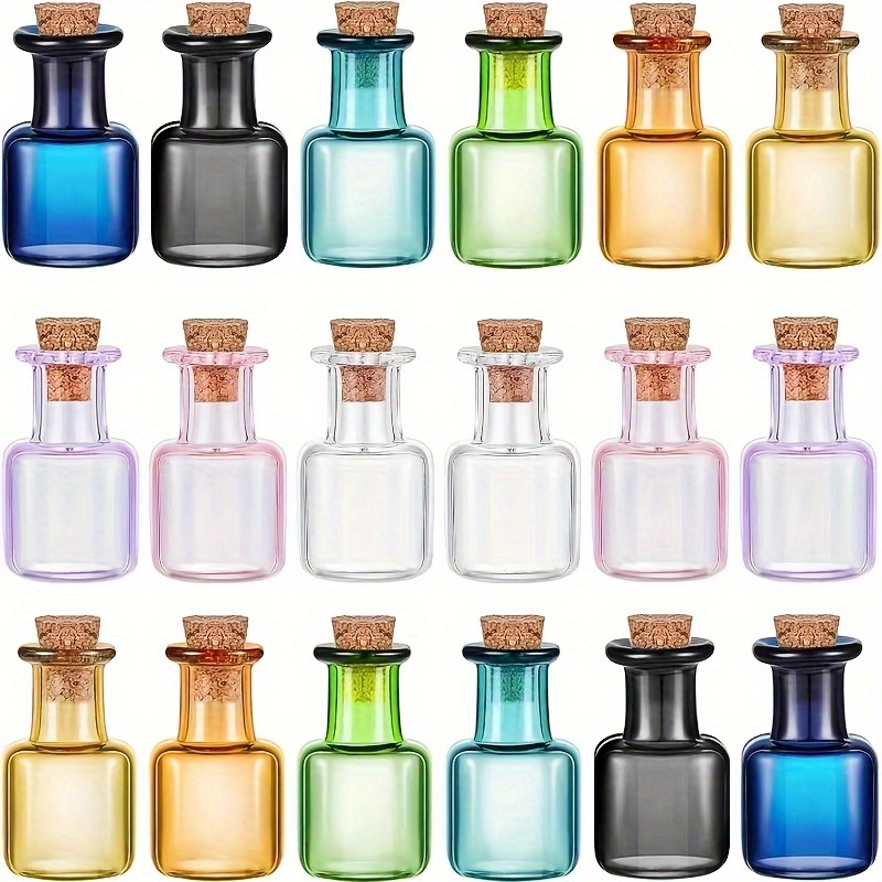 

18pcs Colored Tiny Spell Jars, Glass Mini Potion Bottles With Cork Stoppers, Square Cork Bottles For Party Wedding Diy Decoration, For Home Room Living Room Office Decor, Wedding Props