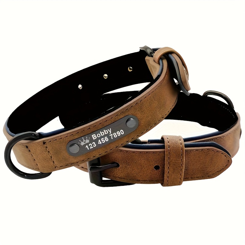 TEMU Personalized Custom Dog Collar With , Durable Solid Color Pet Collars With Personalized Name Tags, Customized With Names And Phone Numbers For
