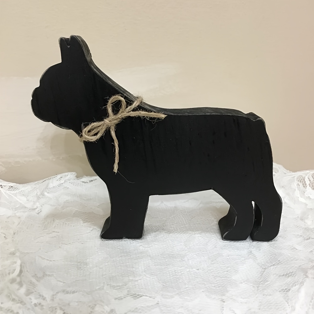 

Mini Wooden Bulldog Figurine With Hemp Rope - Farmhouse Decor, Layered Trays & Shelf Accents