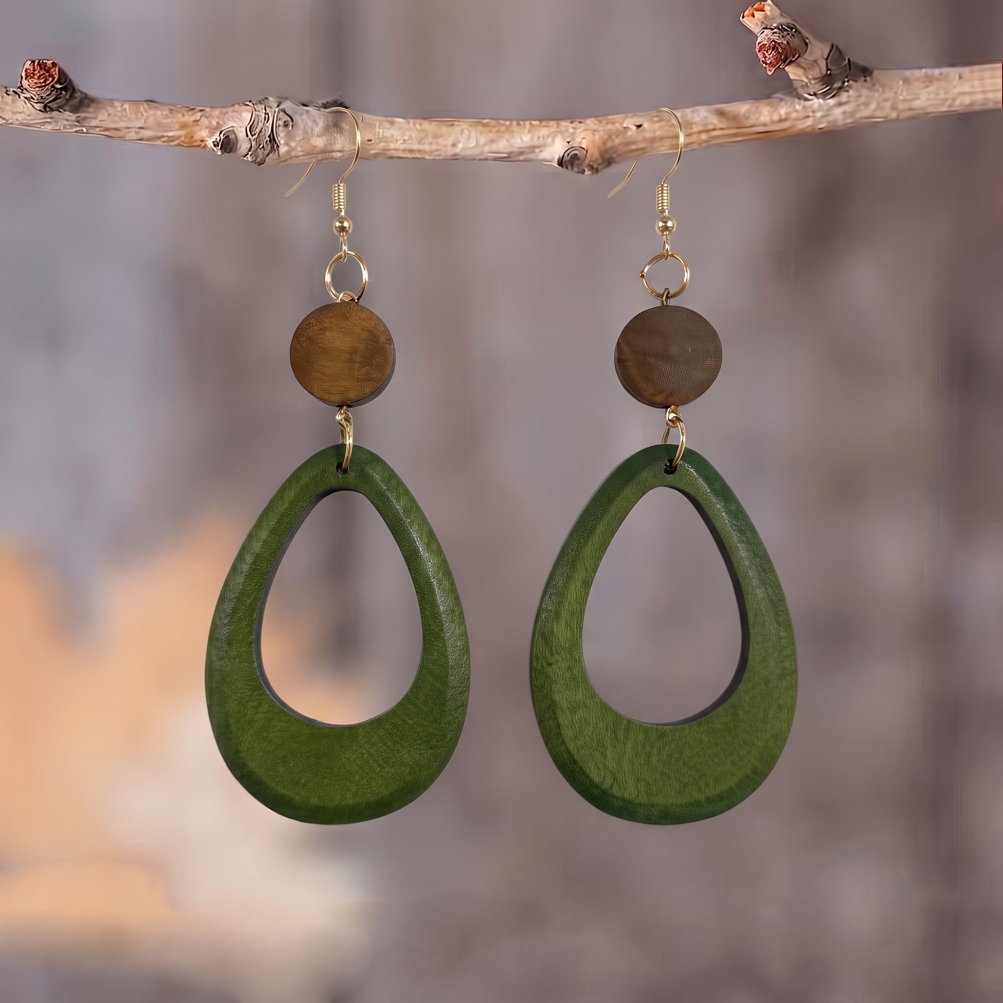 TEMU Pendientes largos colgantes con colgante de de agua hueca, hechos a , estilo retro, joyería y bohemio para el oído, adiciones étnicas retro,