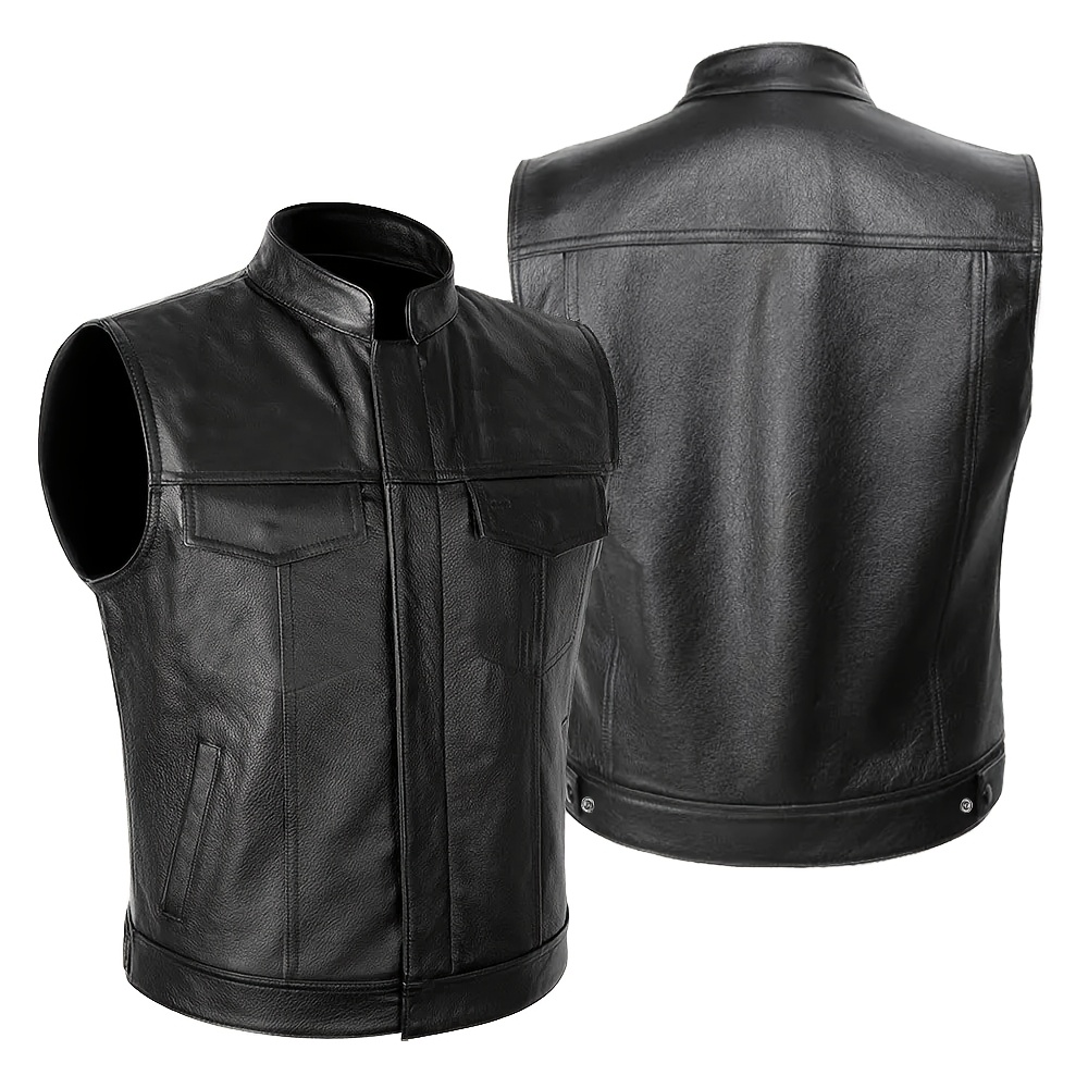 gilet moto in pelle gilet club senza Temu Italy