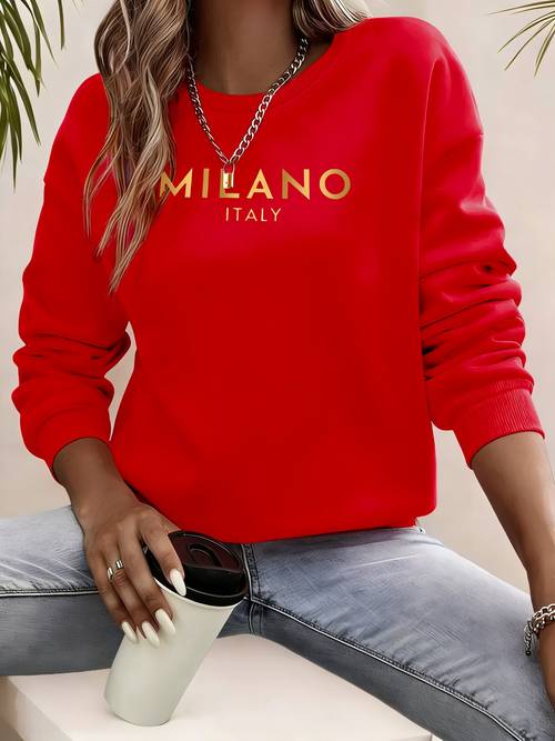 all all elegant round neck polyester letter womens fashion sweatshirt