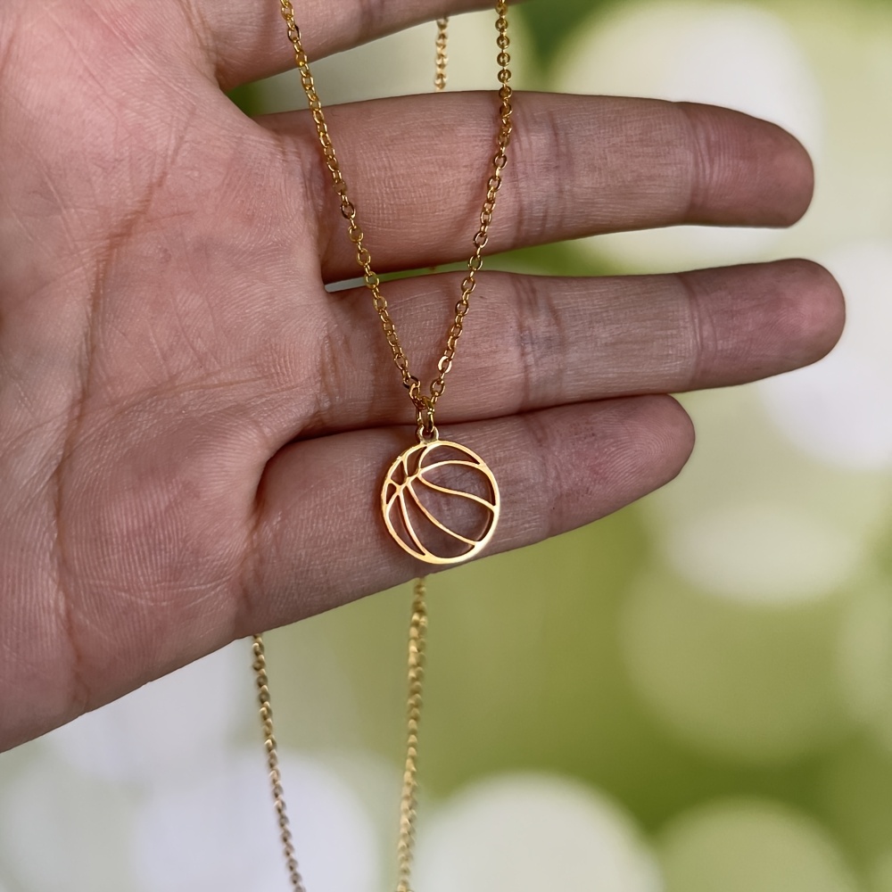 TEMU 1 pièce Collier pendentif panier de basket doré pour homme avec chaîne en acier inoxydable durable, accessoire de , bijou de sport, convient aux