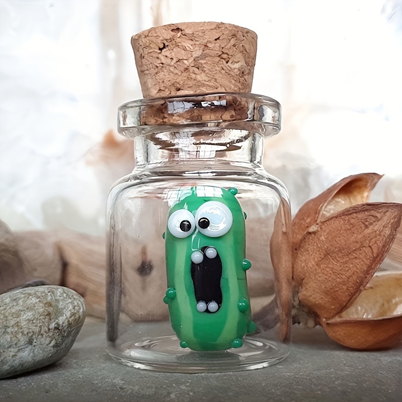 

1pc Screaming Pickle Jar - Tiny Glass Decor With Cork Lid, Perfect Gift For Food & Pickle Enthusiasts, Ideal For Party Embellishments & Home Humor, Humorous Home Decor|quirky Jar|decorative Glassware