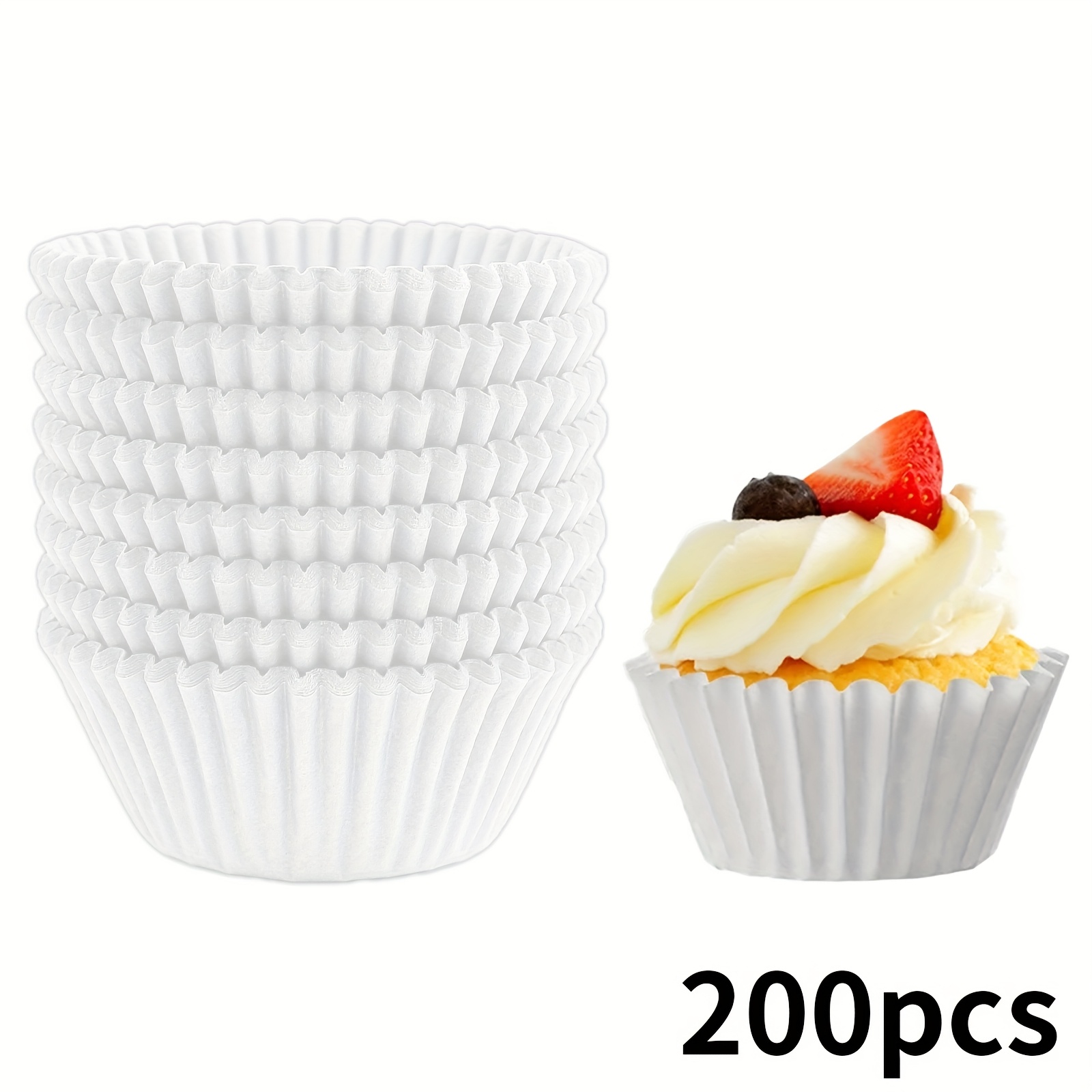 Image of 200/500pcs Baking Supplies Cupcake Liners, White Muffin Cups, Square, Round, Arc, Mini Cake Cups, Suitable For Easter, 's Day, Valentine's Day, Eid, Mother's Day And Other Holidays