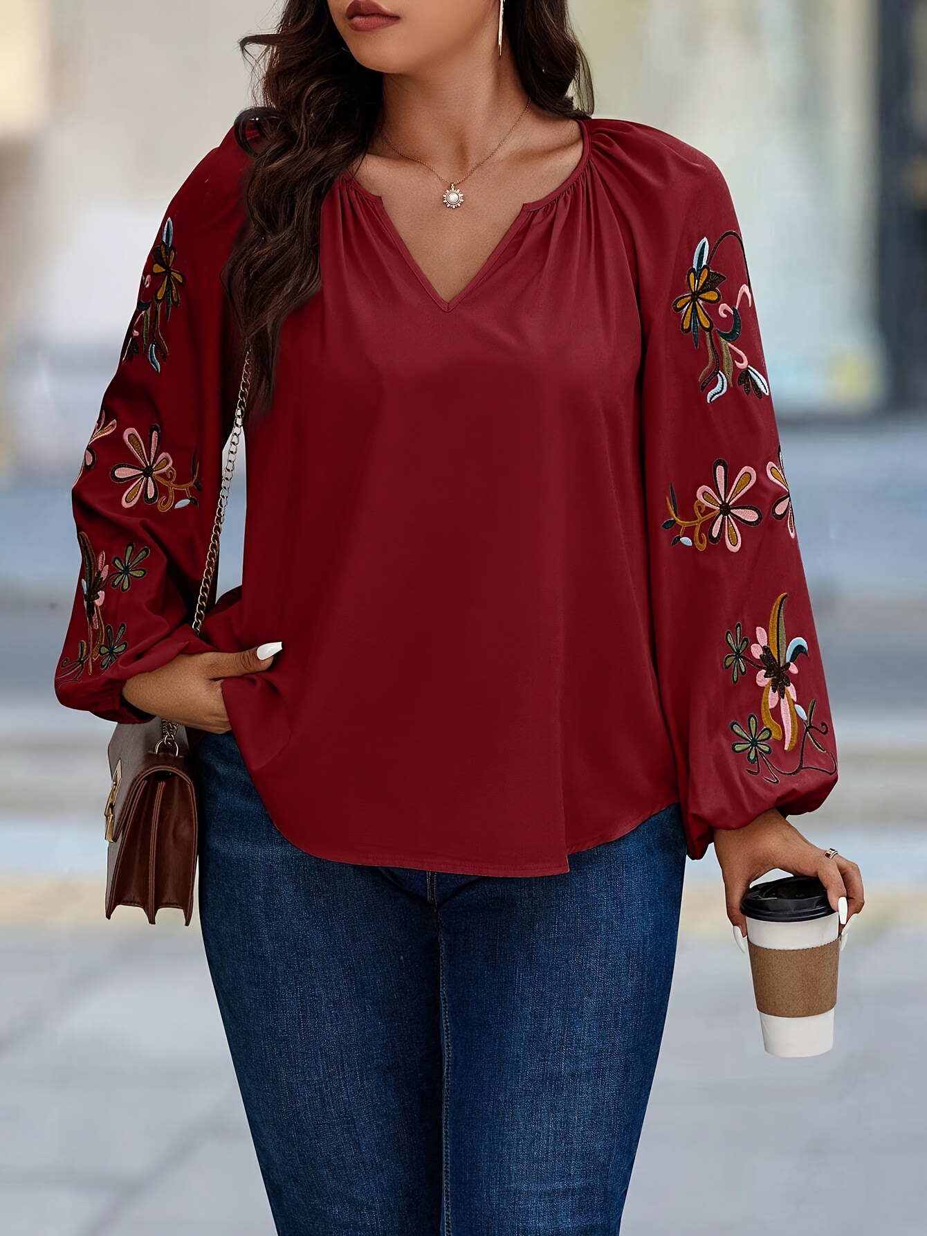 blusa elegante bordada flores mujer farol camisa Temu El Salvador