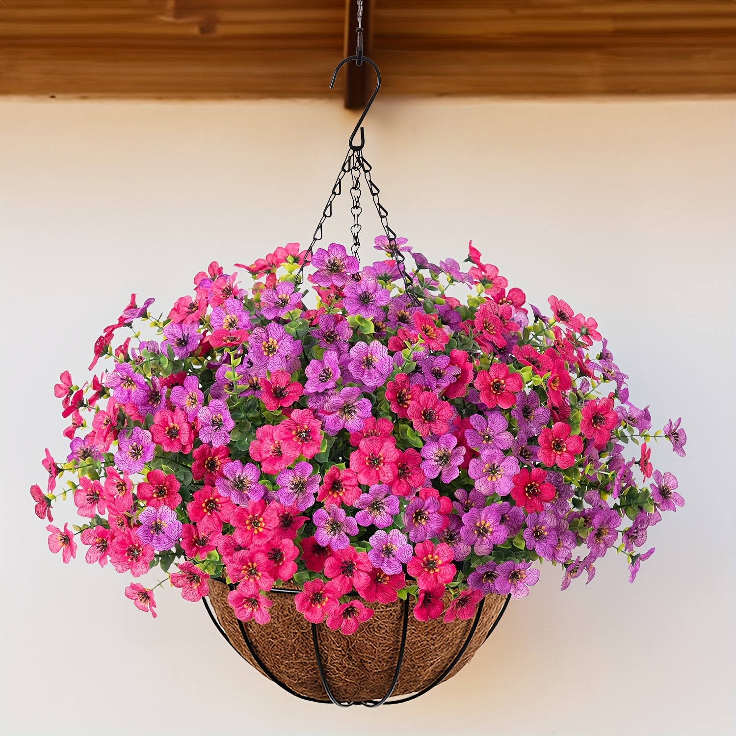10 inch uv resistant fabric flower hanging basket multi color realistic   flowers for weddings home outdoor decor
