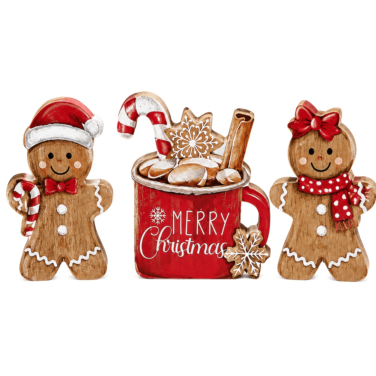 TEMU Christmas Party Table Decoration, Wooden Gingerbread Men, Cinnamon Cups As Table Ornaments, Farmhouse Christmas Winter Decorations, Theme,