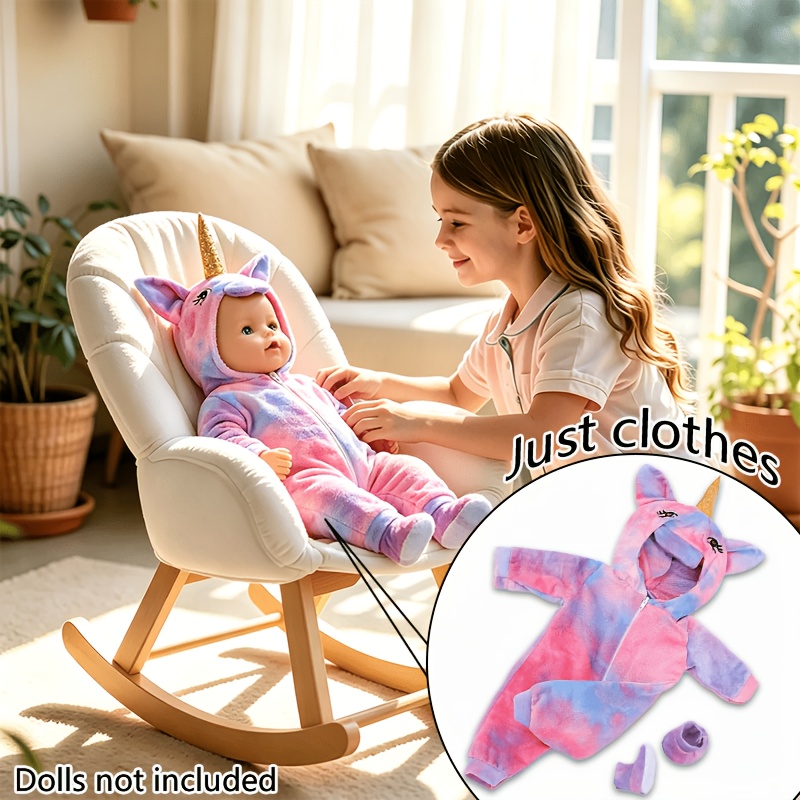 TEMU Grenouillère de rêve pour poupée licorne tie-dye (poupée non incluse), accompagnée d'un ensemble de chaussures de poupée pour un qualité-prix.