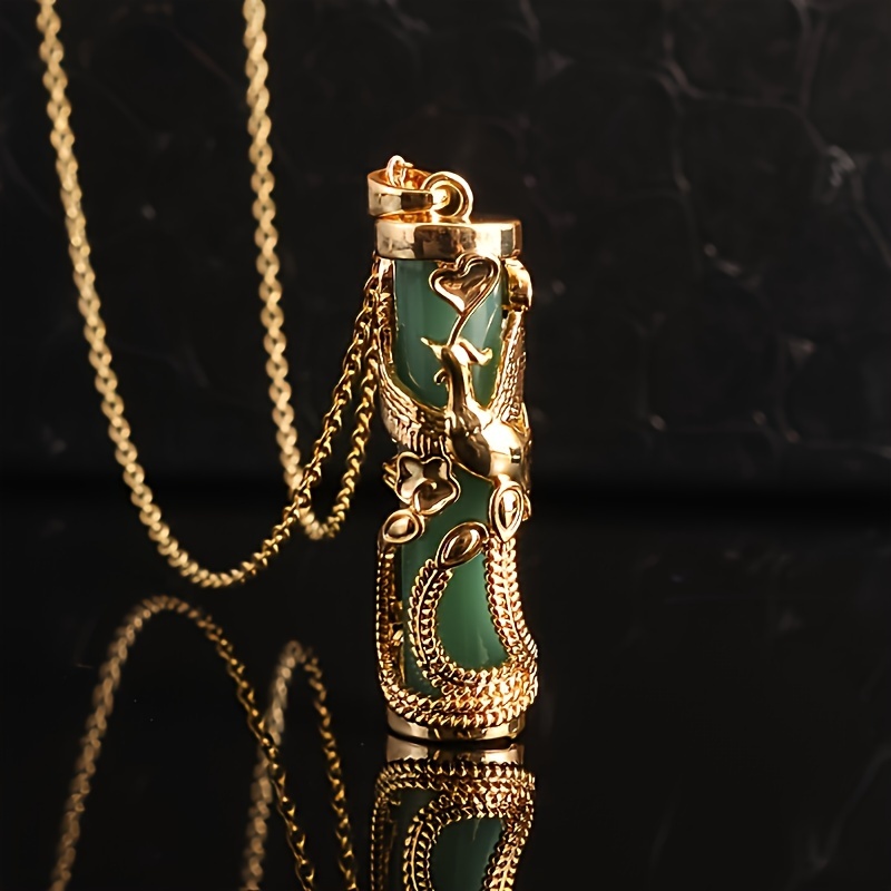 TEMU 1pc Exquisite Phoenix Cylindrical Pendant Necklace - Filament Phoenix Wrapped Jewelry, For Her, Her Family, And Enthusiasts, Symbolizing Good