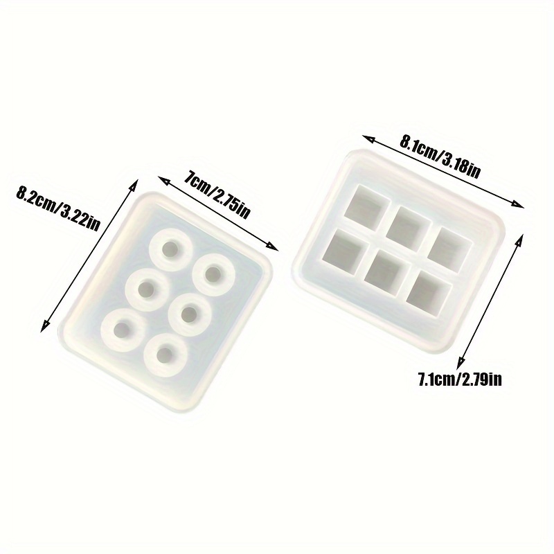 E-shop Zwei Sätze 6-Loch Epoxidharzformen für 16mm Quadratische und Runde Klebe-Epoxidharzformen, Anhänger Kugel Würfel Dekorative Formen für Harzguss